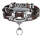 Pulsera Manilla Brazalete Cuero Color Café Timón  Hombre - Miniatura 7