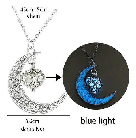 Collar Brilla En La Oscuridad Corazón Azul Os Ilumina Mujer
