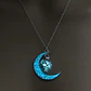 Collar Brilla En La Oscuridad Corazón Azul Os Ilumina Mujer - Miniatura 4