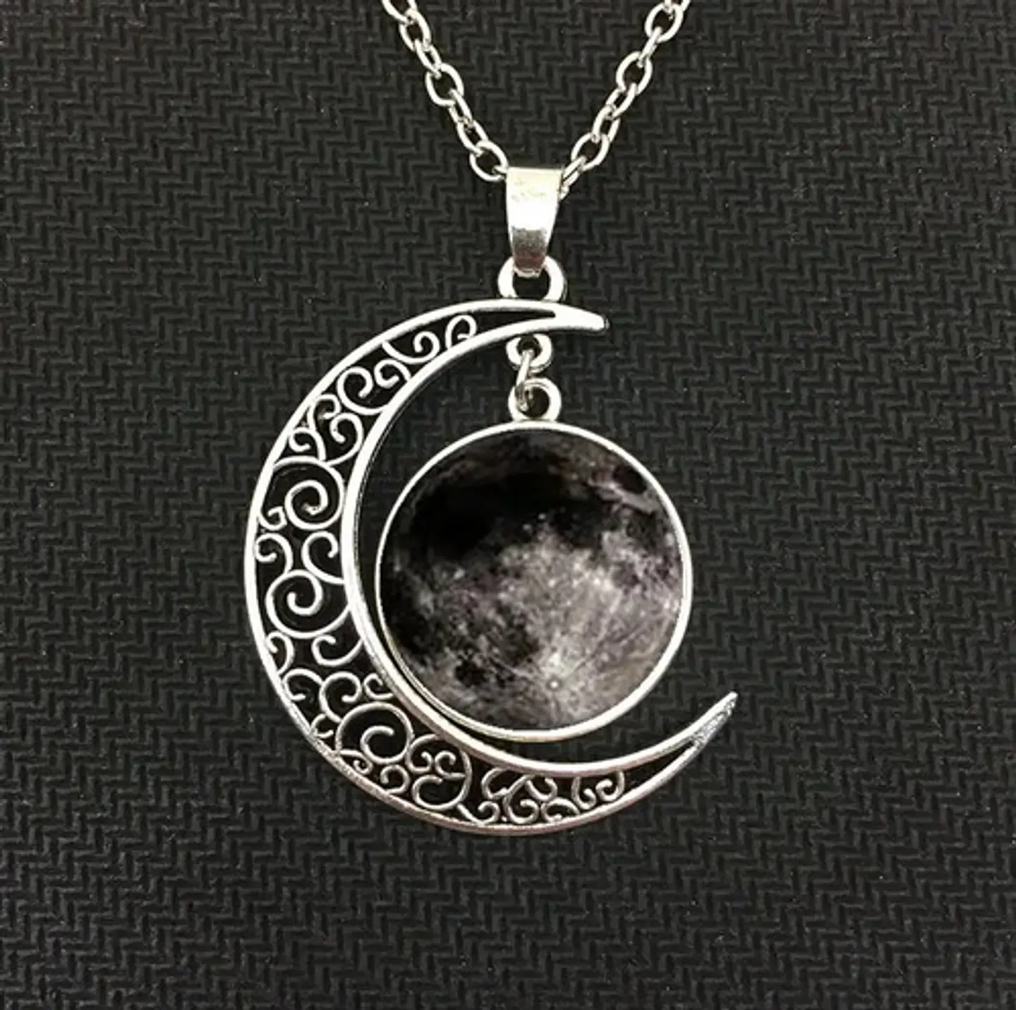Collar Colgante Media Luna Cristal Luna Llena Galaxia Mujer 20