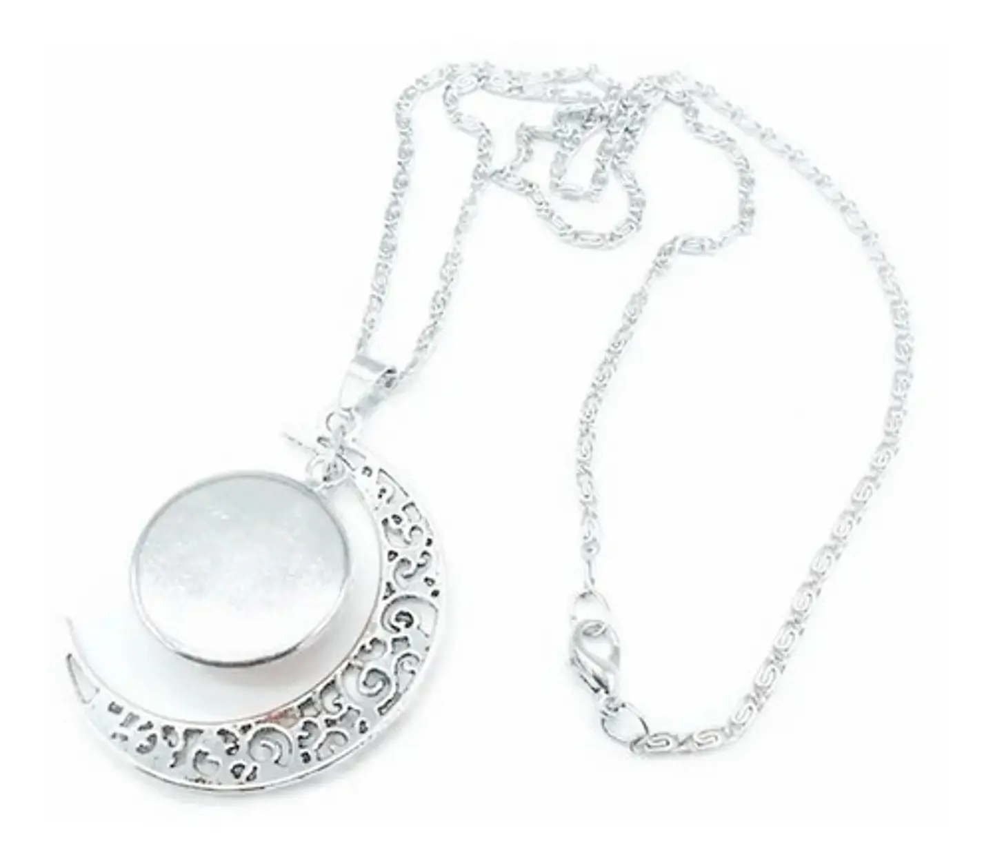 Collar Colgante Media Luna Cristal Luna Llena Galaxia Mujer 23