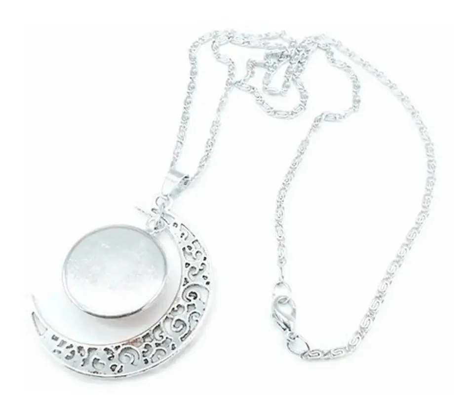 Collar Colgante Media Luna Cristal Luna Llena Galaxia Mujer 23