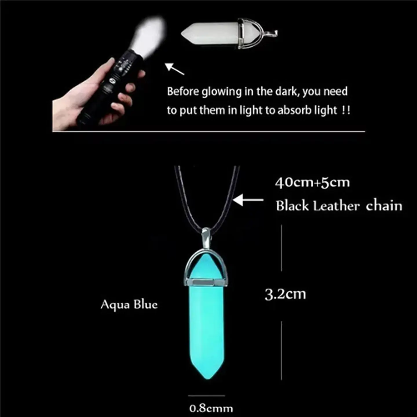 Collar Piedra Brilla En La Oscuridad Fluorescente Hombre 3