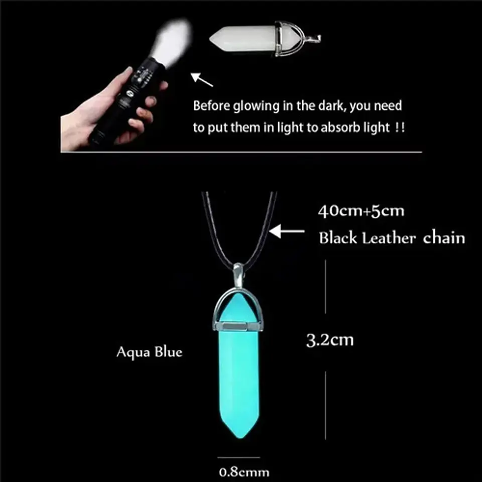 Collar Piedra Brilla En La Oscuridad Fluorescente Hombre 3