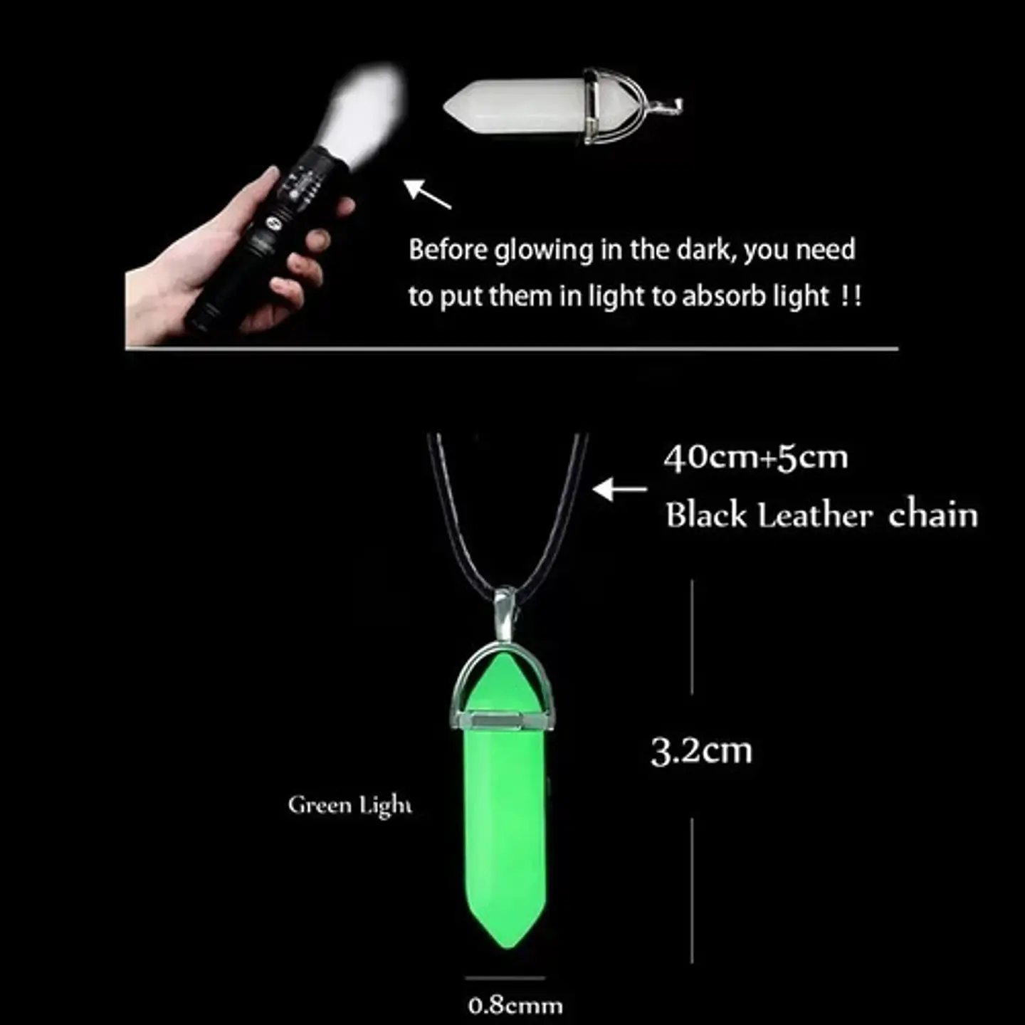 Collar Piedra Brilla En La Oscuridad Fluorescente Hombre 13