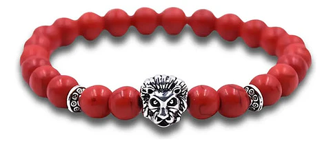Pulsera Manilla Brazalete Granos Cuentas Leon Para Hombre
