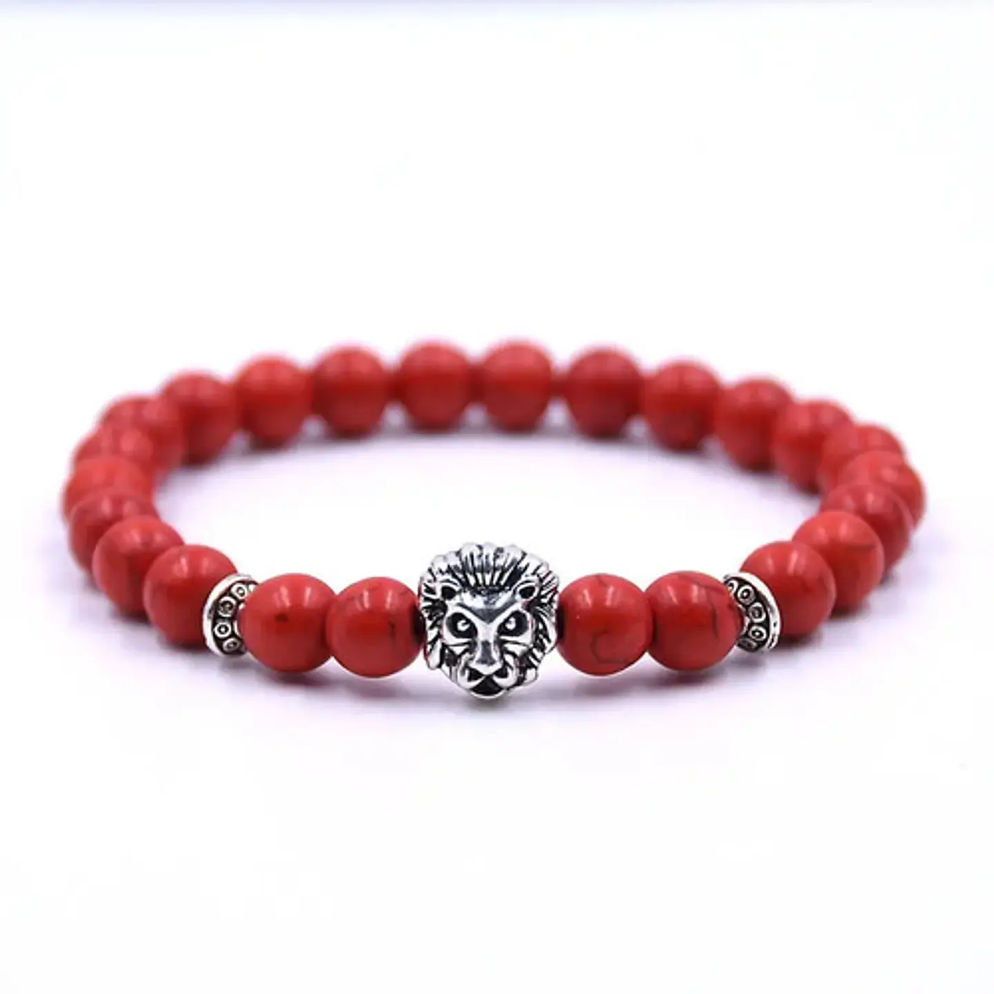Pulsera Manilla Brazalete Granos Cuentas Leon Para Hombre 2