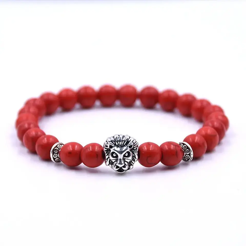 Pulsera Manilla Brazalete Granos Cuentas Leon Para Hombre 2