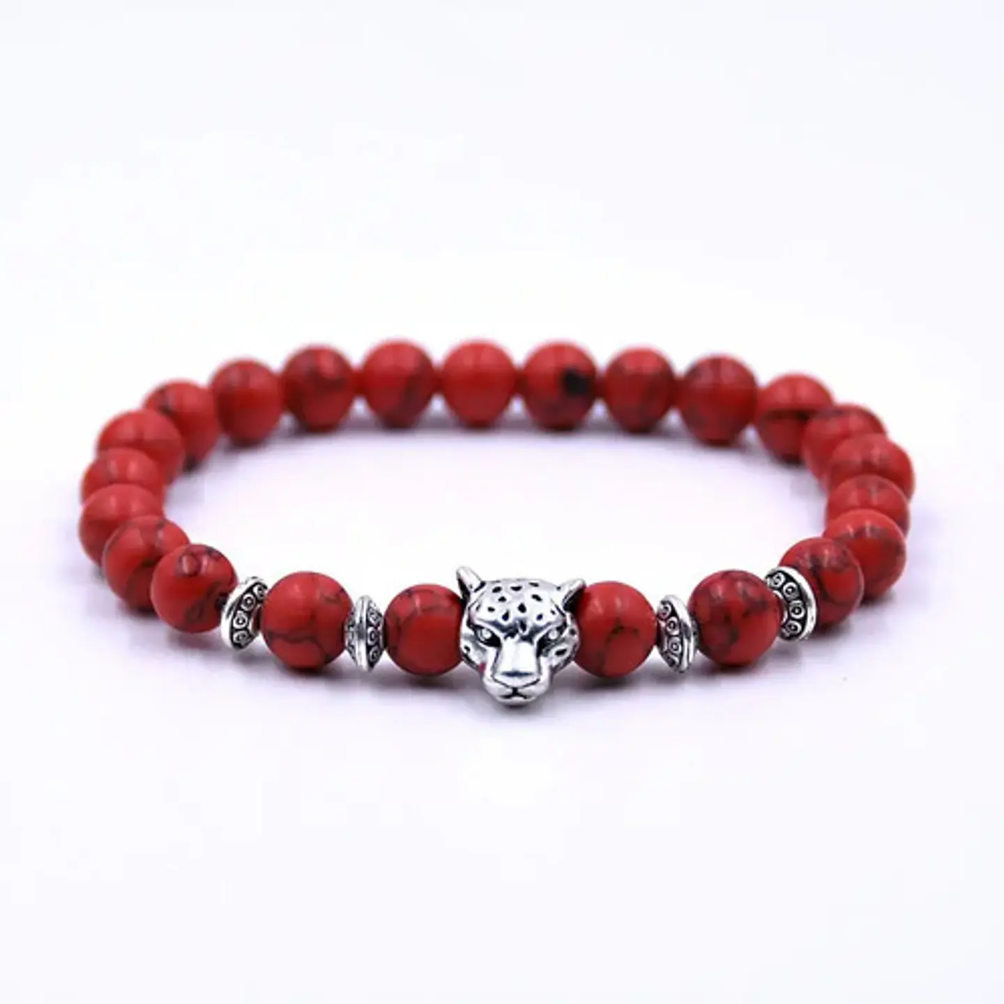 Pulsera Manilla Brazalete Granos Cuentas Leon Para Hombre 8