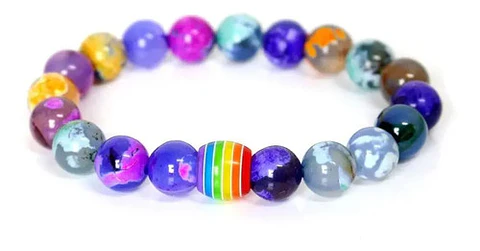 Pulsera Manilla Piedras Naturales Orgullo Lgbt Hombre Mujer