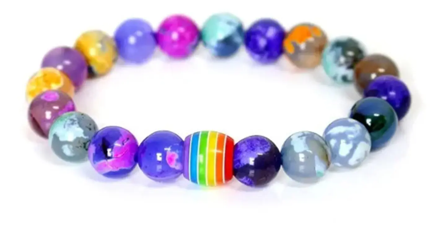 Pulsera Manilla Piedras Naturales Orgullo Lgbt Hombre Mujer 1