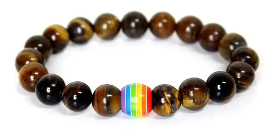 Pulsera Manilla Piedras Naturales Orgullo Lgbt Hombre Mujer 3