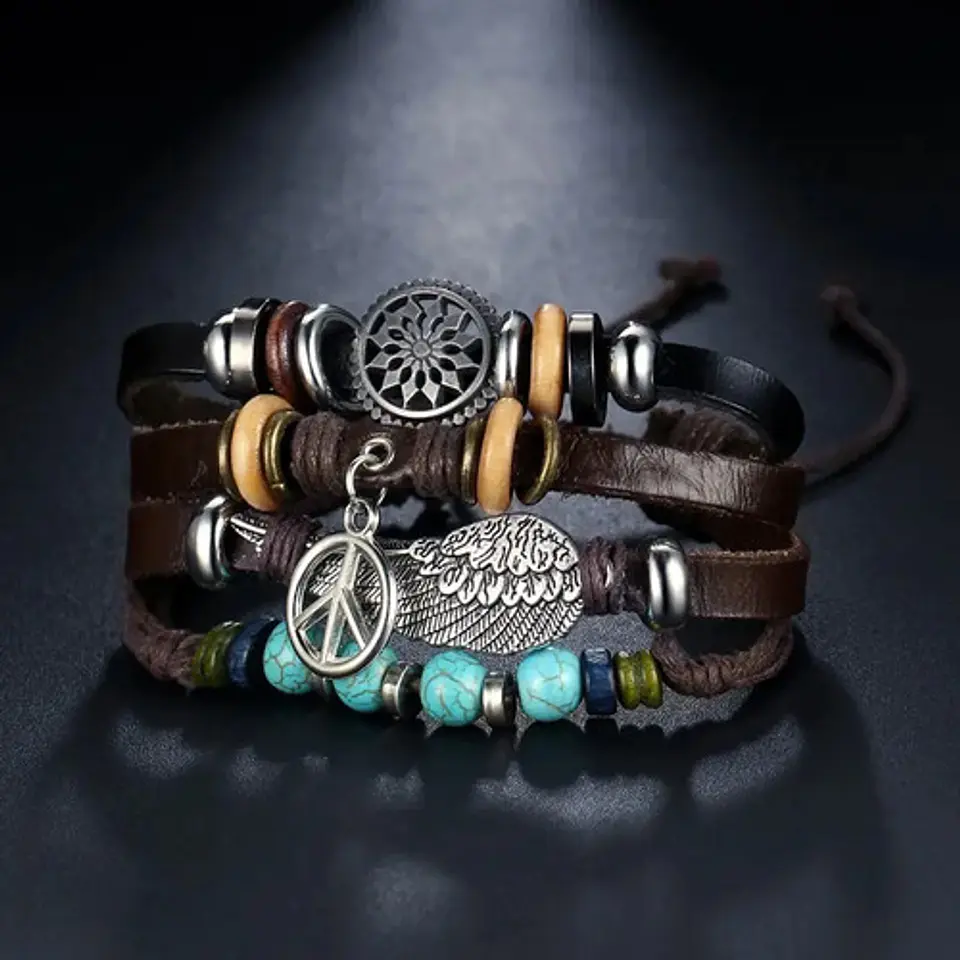 Pulsera Manilla Brazalete Cuero Ala Soñador Hombre Y Mujer 5