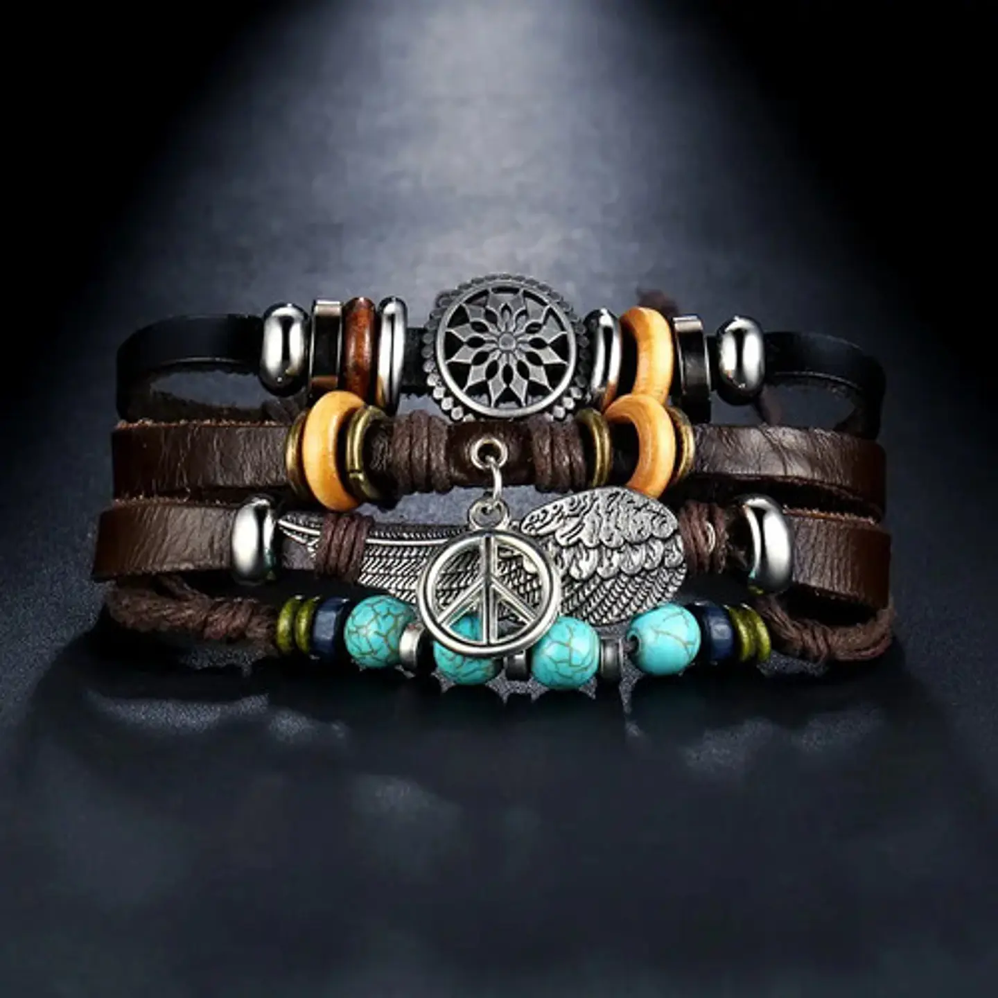 Pulsera Manilla Brazalete Cuero Ala Soñador Hombre Y Mujer 6