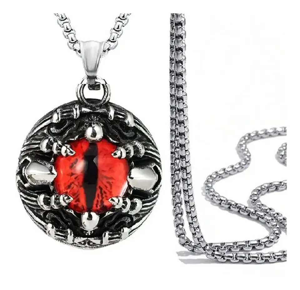 Collar Colgante Calavera Skull Dragon Ojo Para Hombre Mujer 1