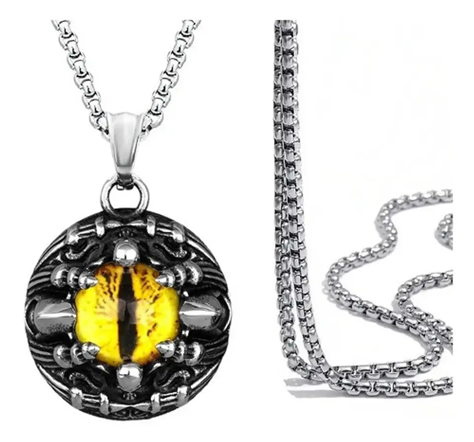 Collar Colgante Calavera Skull Dragon Ojo Para Hombre Mujer 2