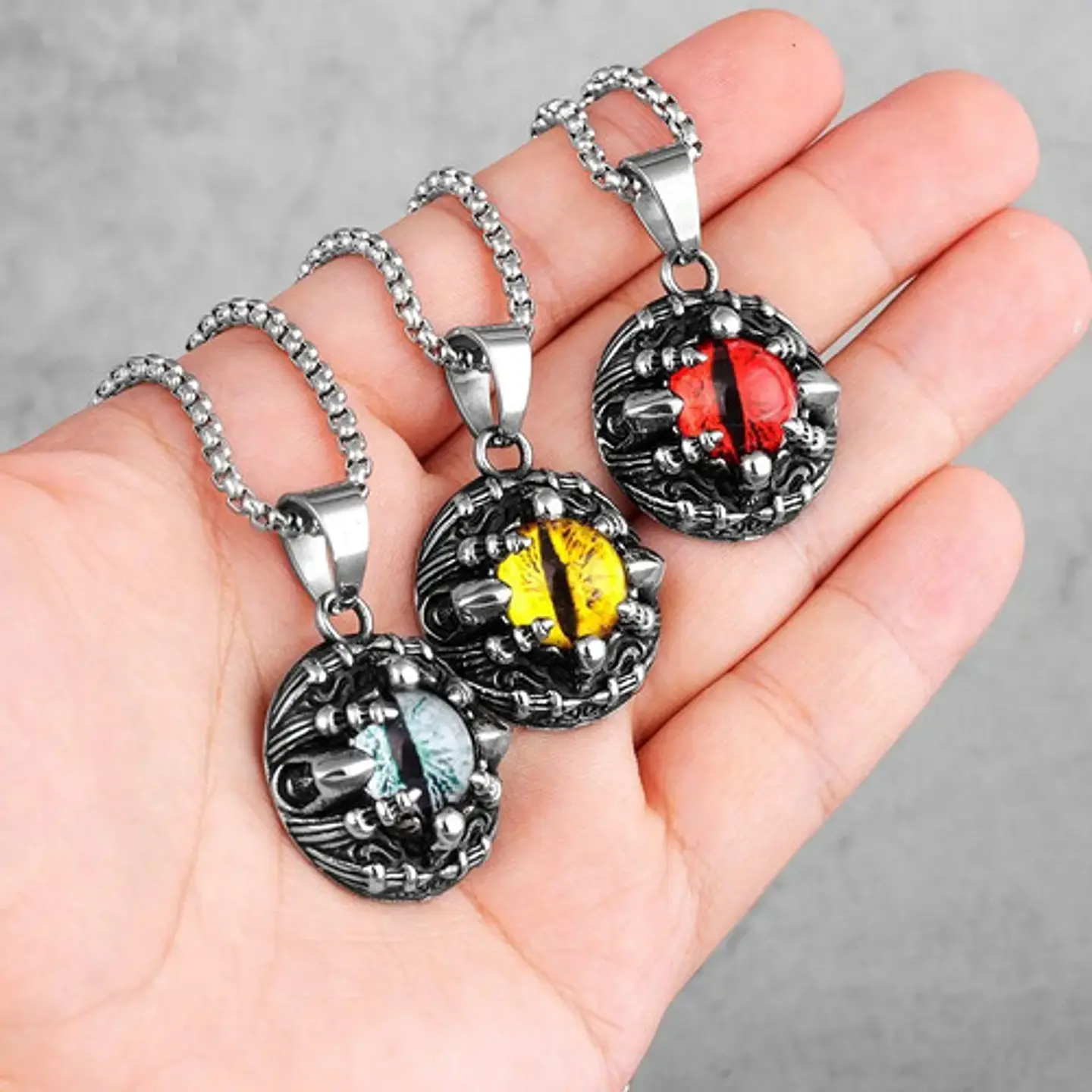 Collar Colgante Calavera Skull Dragon Ojo Para Hombre Mujer 4