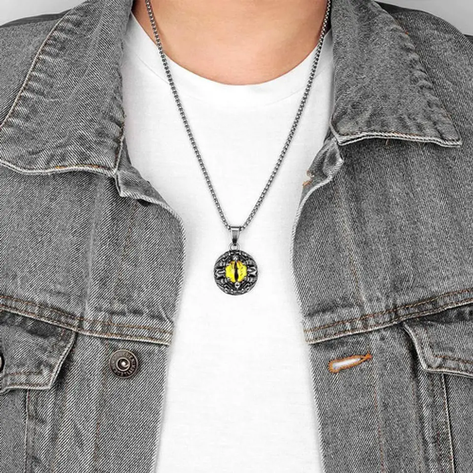Collar Colgante Calavera Skull Dragon Ojo Para Hombre Mujer 7
