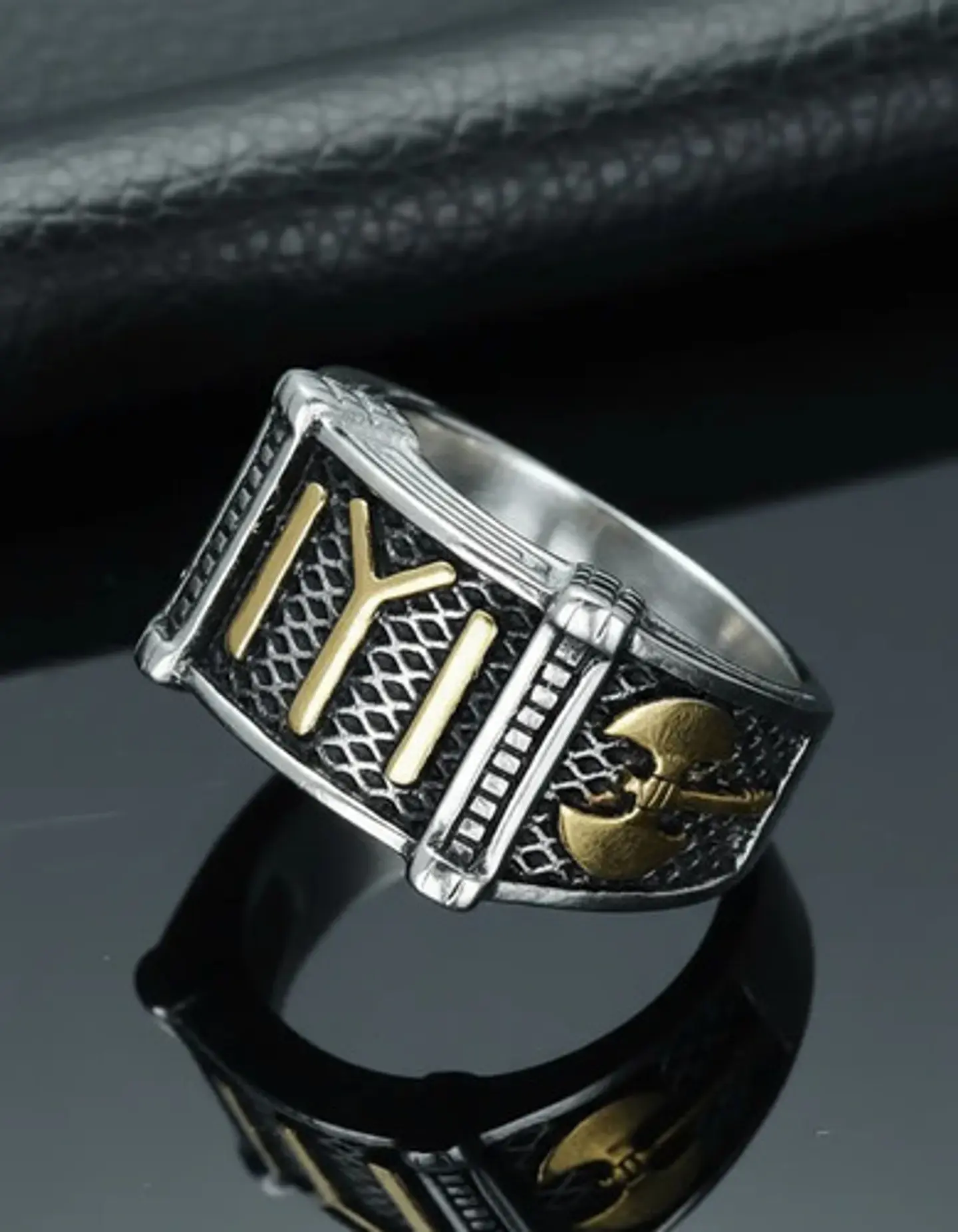 Anillo Kayi Obasi  Acero Inoxidable Hacha Color Plata Hombre 3