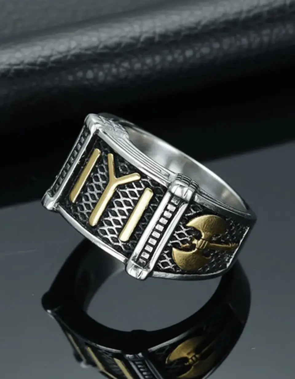 Anillo Kayi Obasi  Acero Inoxidable Hacha Color Plata Hombre 3