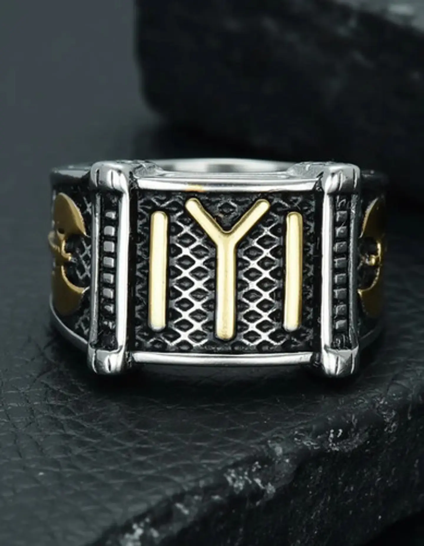 Anillo Kayi Obasi  Acero Inoxidable Hacha Color Plata Hombre 5
