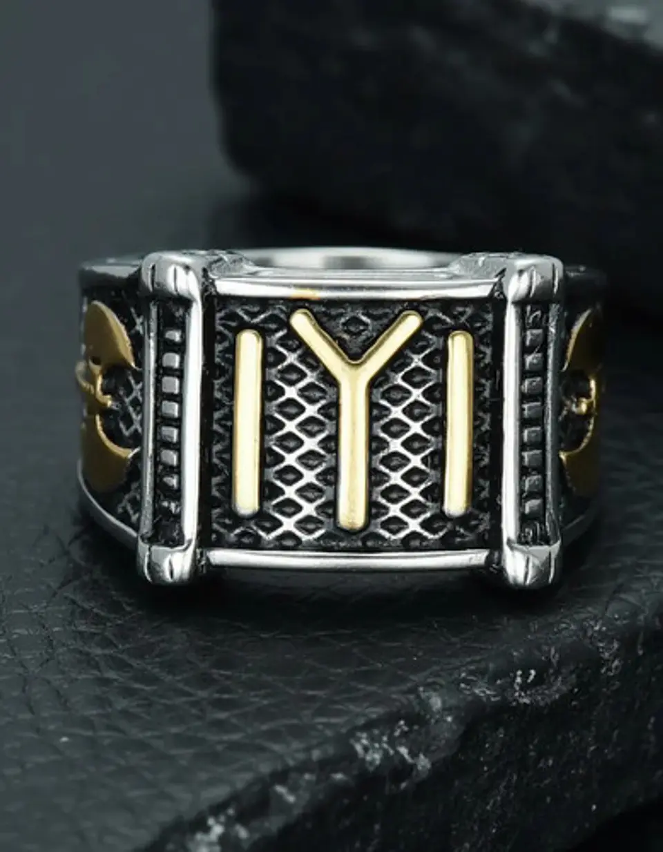 Anillo Kayi Obasi  Acero Inoxidable Hacha Color Plata Hombre 5