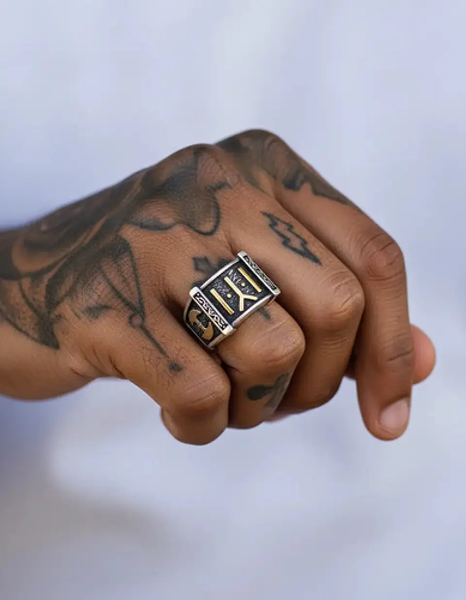 Anillo Kayi Obasi  Acero Inoxidable Hacha Color Plata Hombre 9