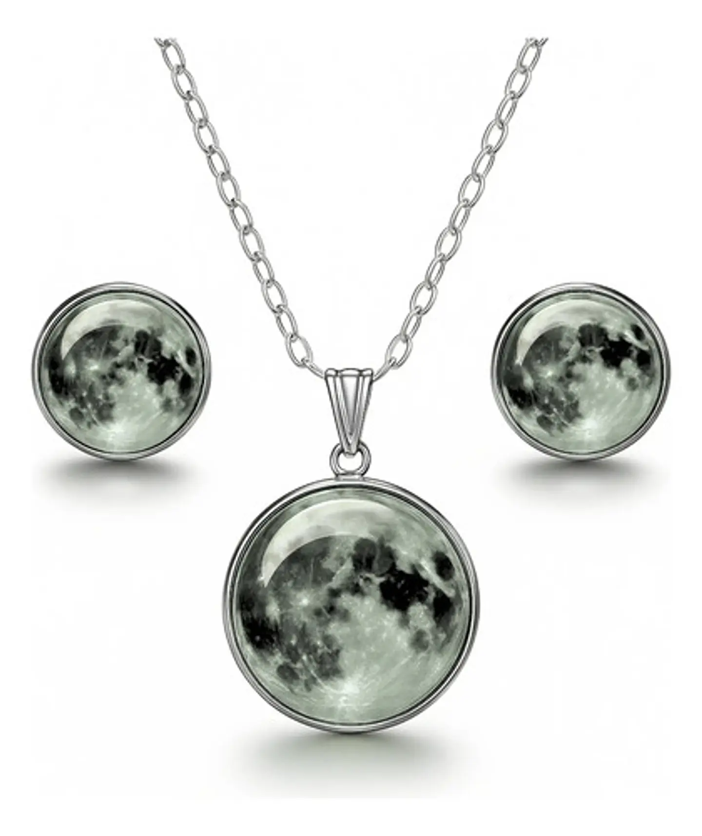 Collar Mujer Luna Llena Brilla En La Oscuridad Fluorescente 2