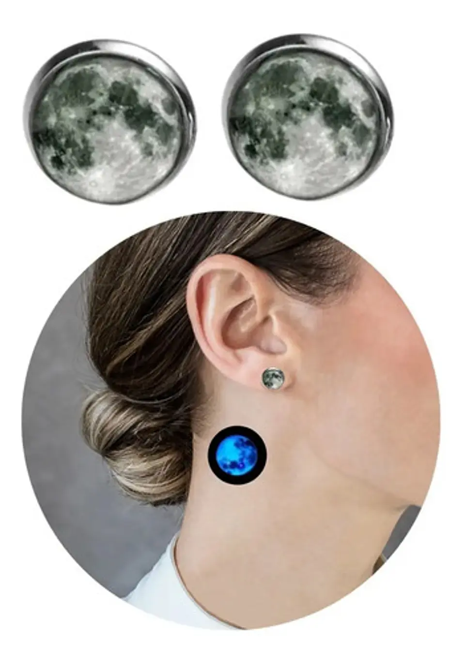 Collar Mujer Luna Llena Brilla En La Oscuridad Fluorescente 4