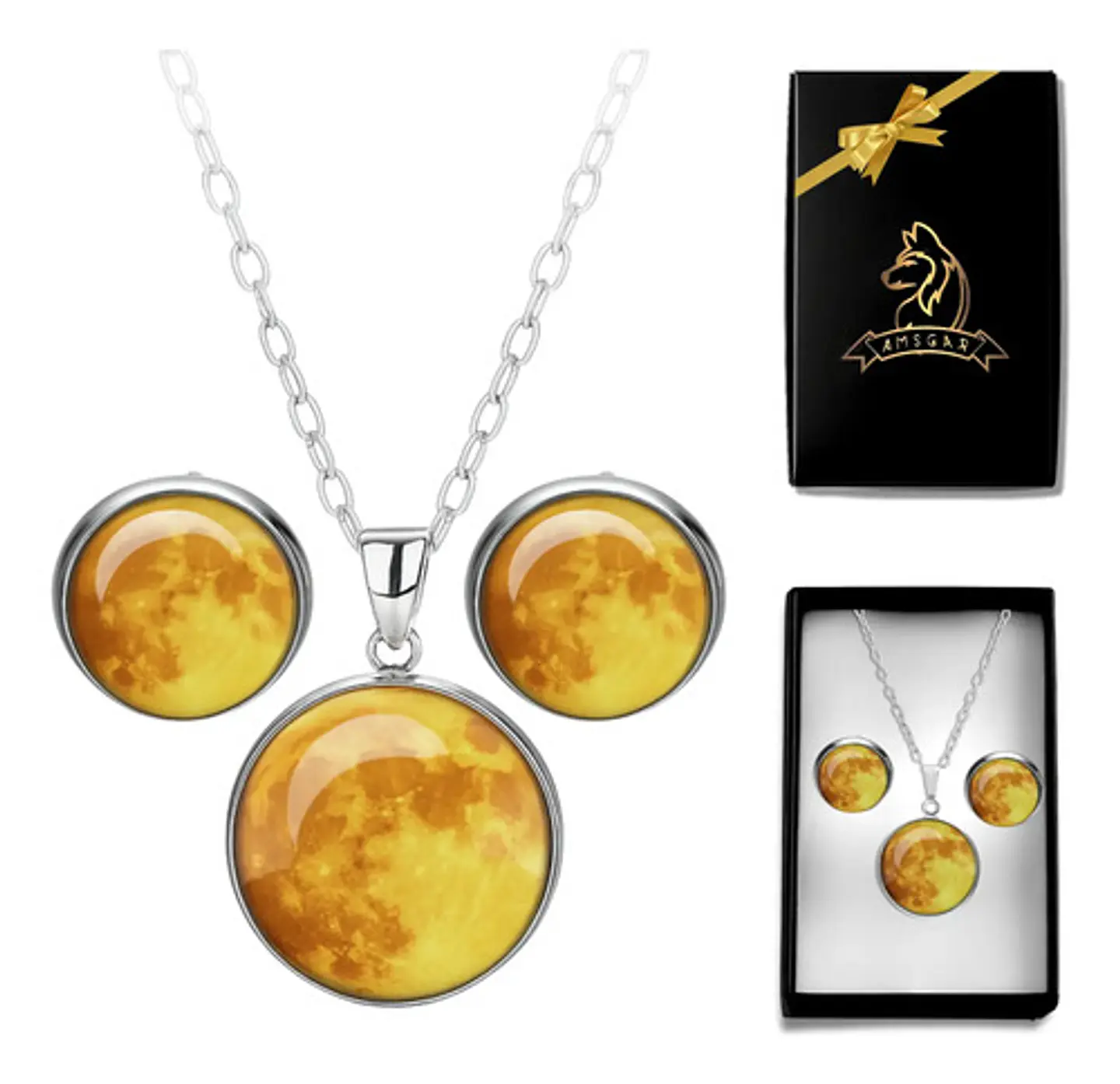 Collar Mujer Luna Llena Brilla En La Oscuridad Fluorescente 11