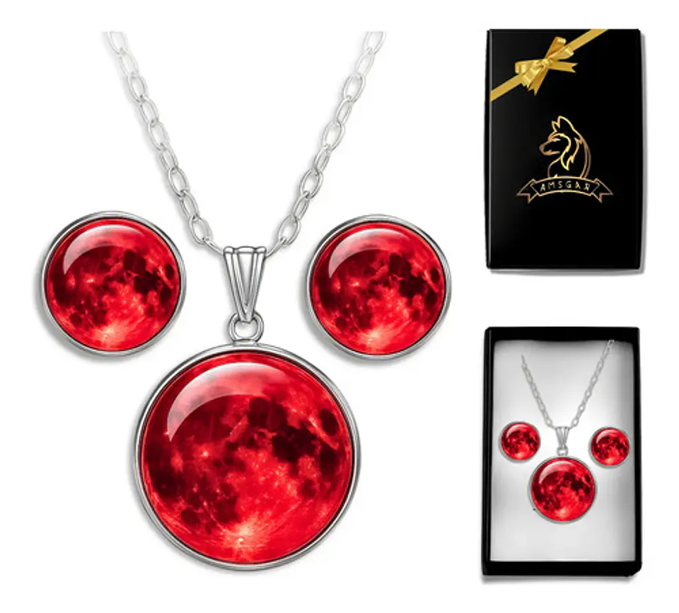 Collar Mujer Luna Llena Brilla En La Oscuridad Fluorescente 17