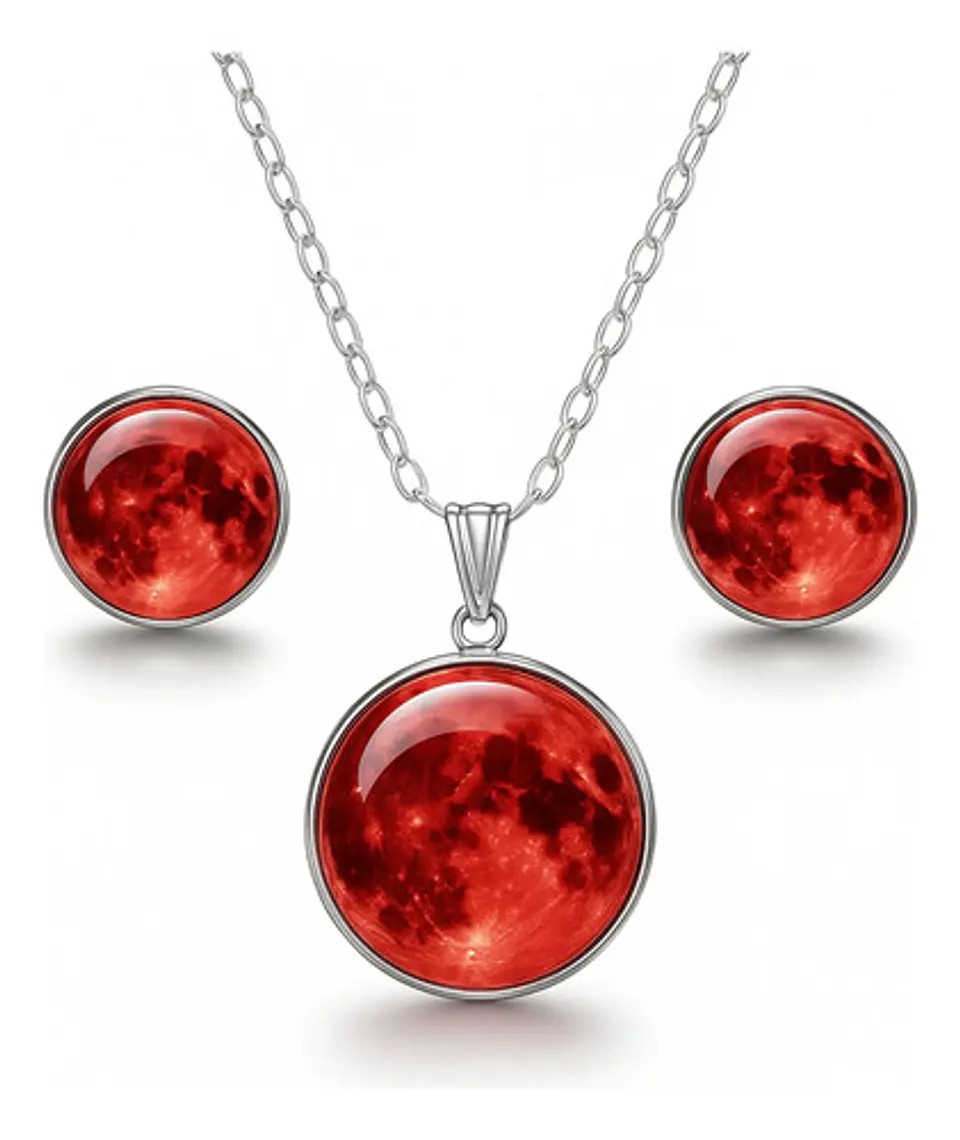 Collar Mujer Luna Llena Brilla En La Oscuridad Fluorescente 18