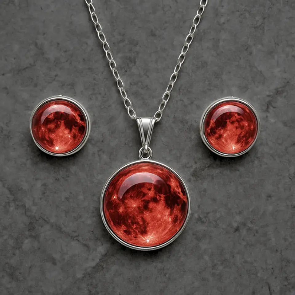 Collar Mujer Luna Llena Brilla En La Oscuridad Fluorescente 21