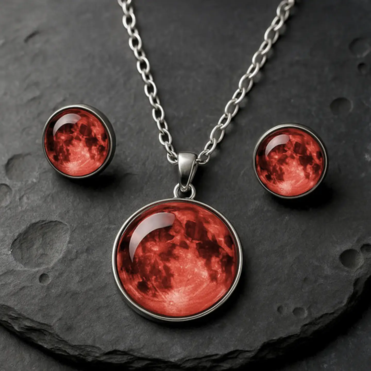Collar Mujer Luna Llena Brilla En La Oscuridad Fluorescente 22