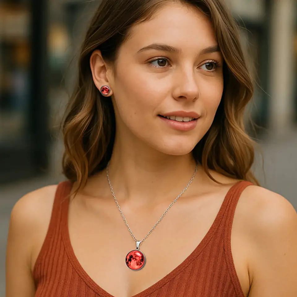 Collar Mujer Luna Llena Brilla En La Oscuridad Fluorescente 25