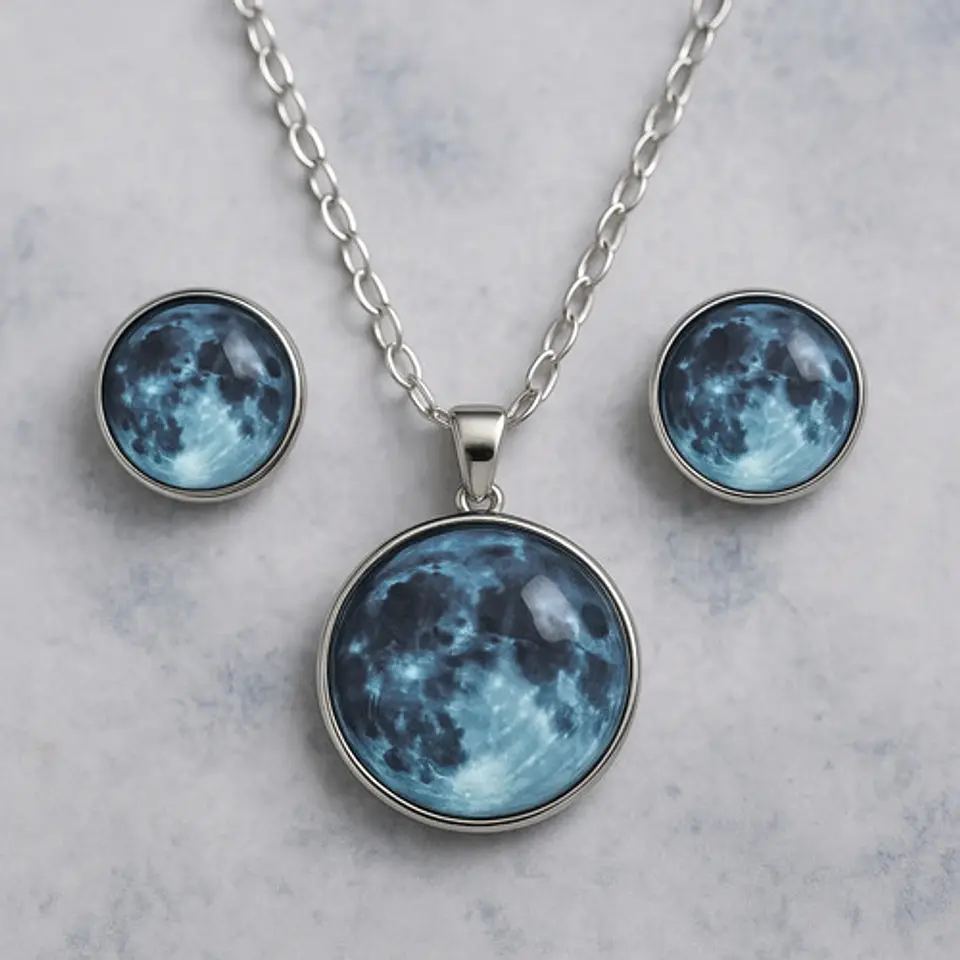 Collar Mujer Luna Llena Brilla En La Oscuridad Fluorescente 28