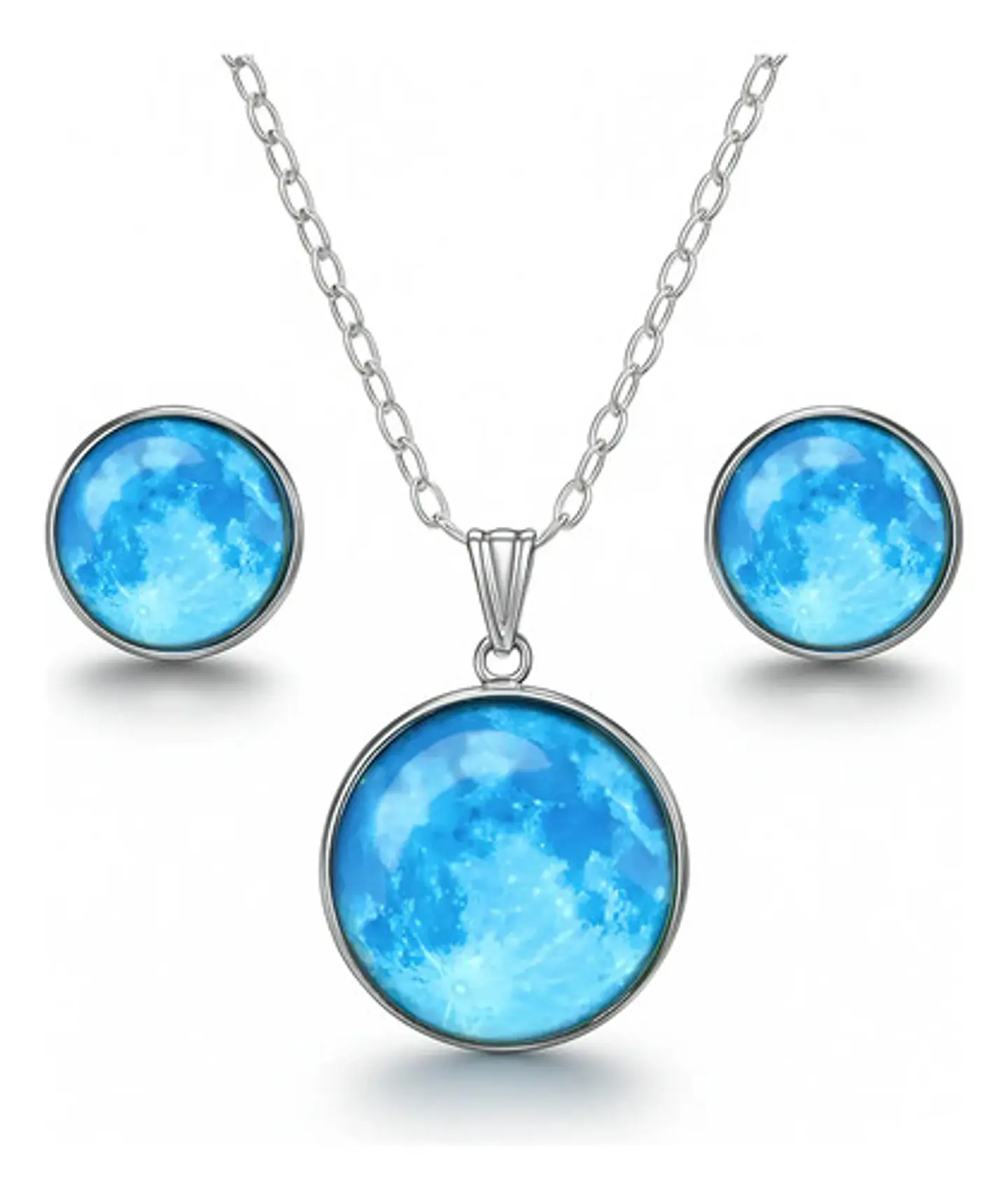 Collar Mujer Luna Llena Brilla En La Oscuridad Fluorescente 36