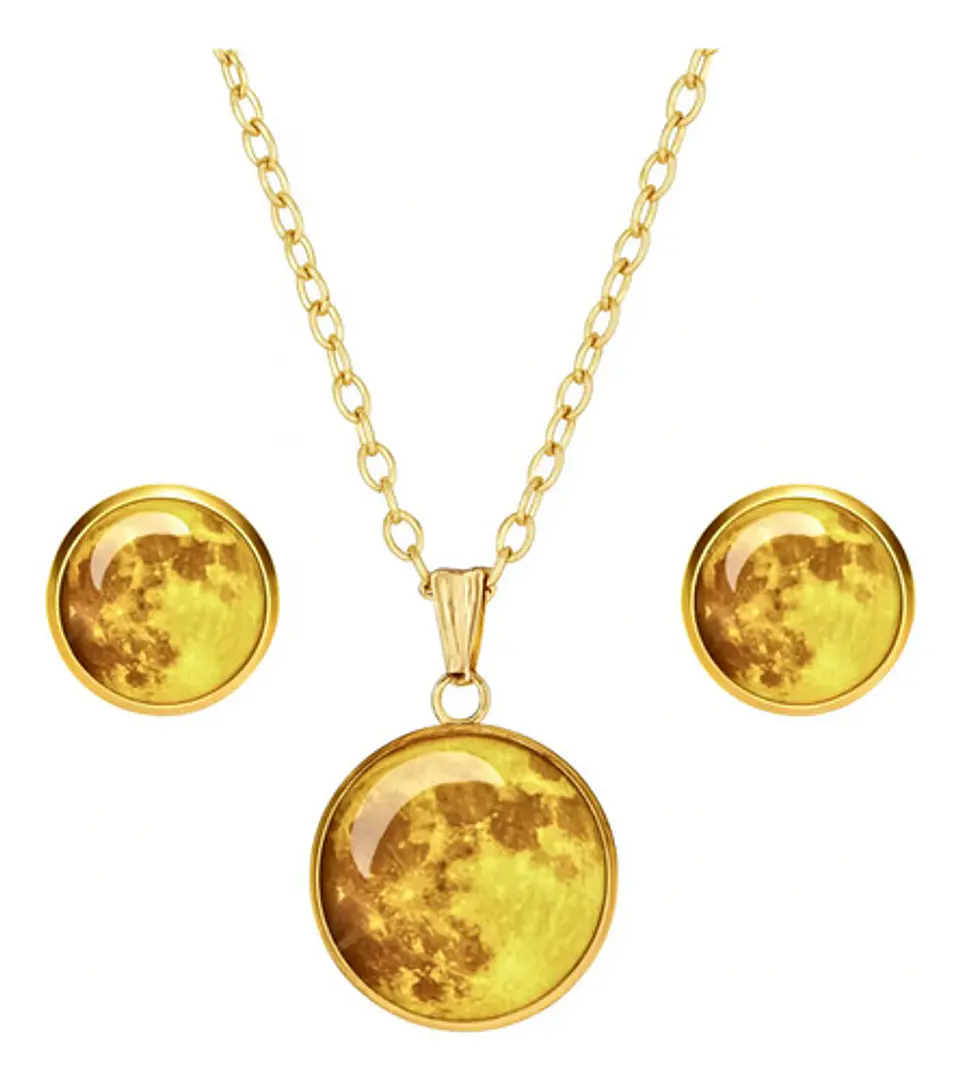 Collar Mujer Luna Llena Brilla En La Oscuridad Fluorescente 43