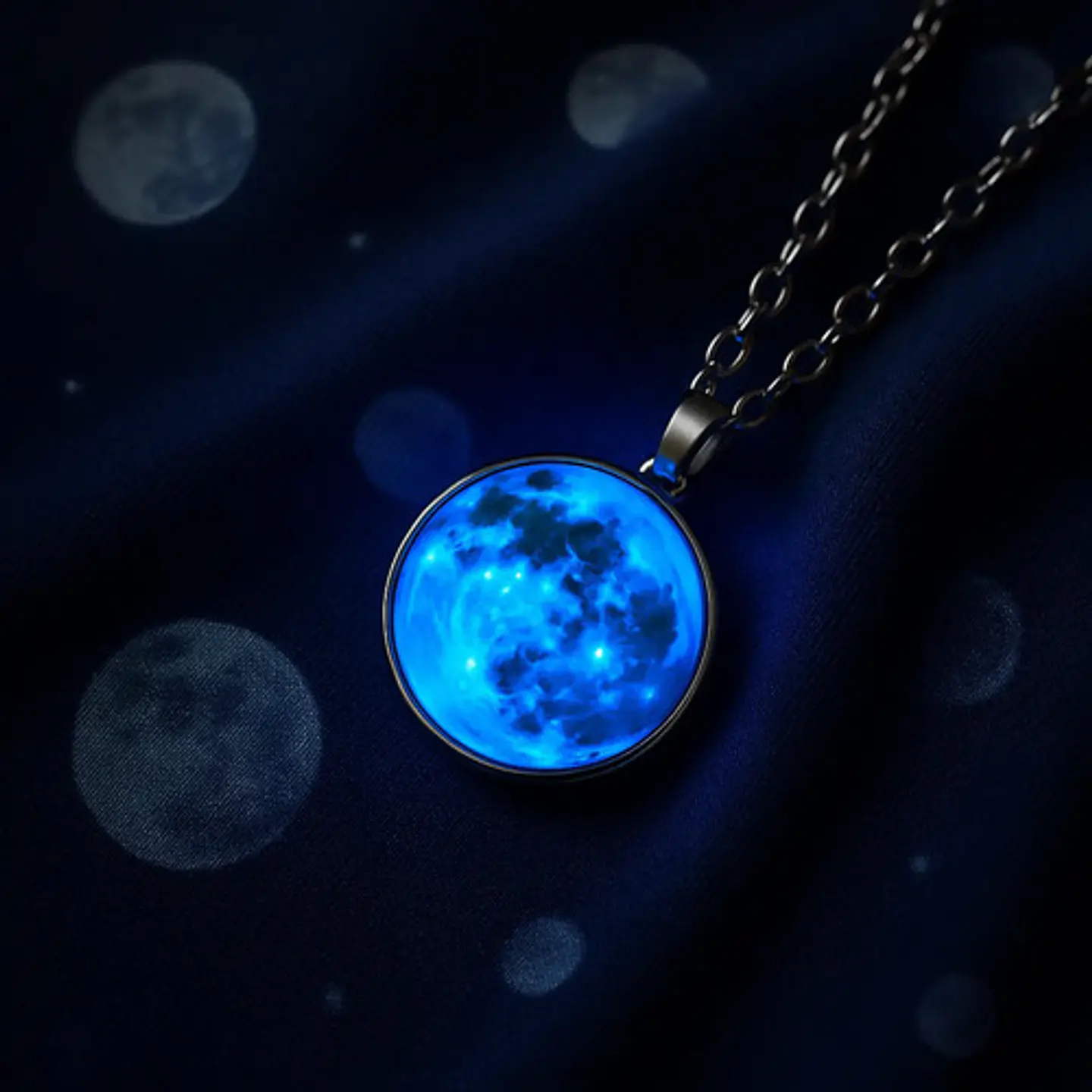 Collar Mujer Luna Llena Brilla En La Oscuridad Fluorescente 46