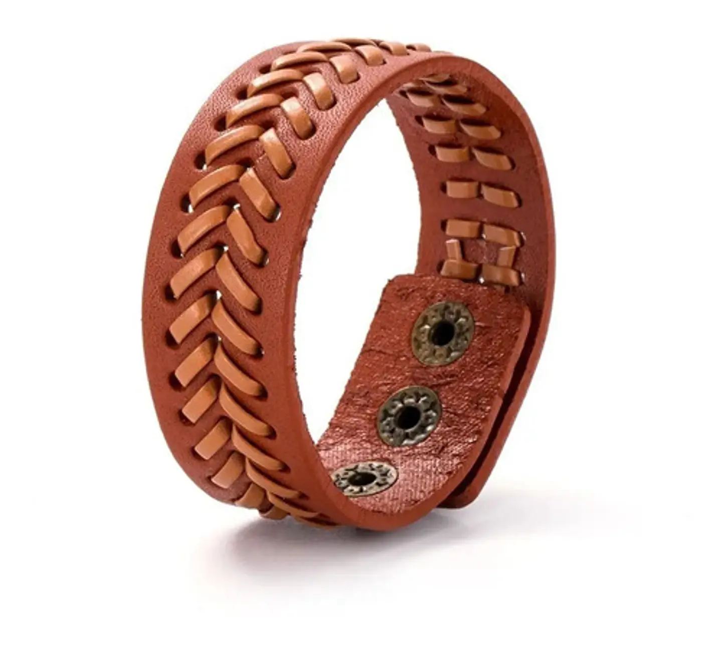 Pulsera Manilla Brazalete Cuero Ajustable Color Cafe Hombre 1