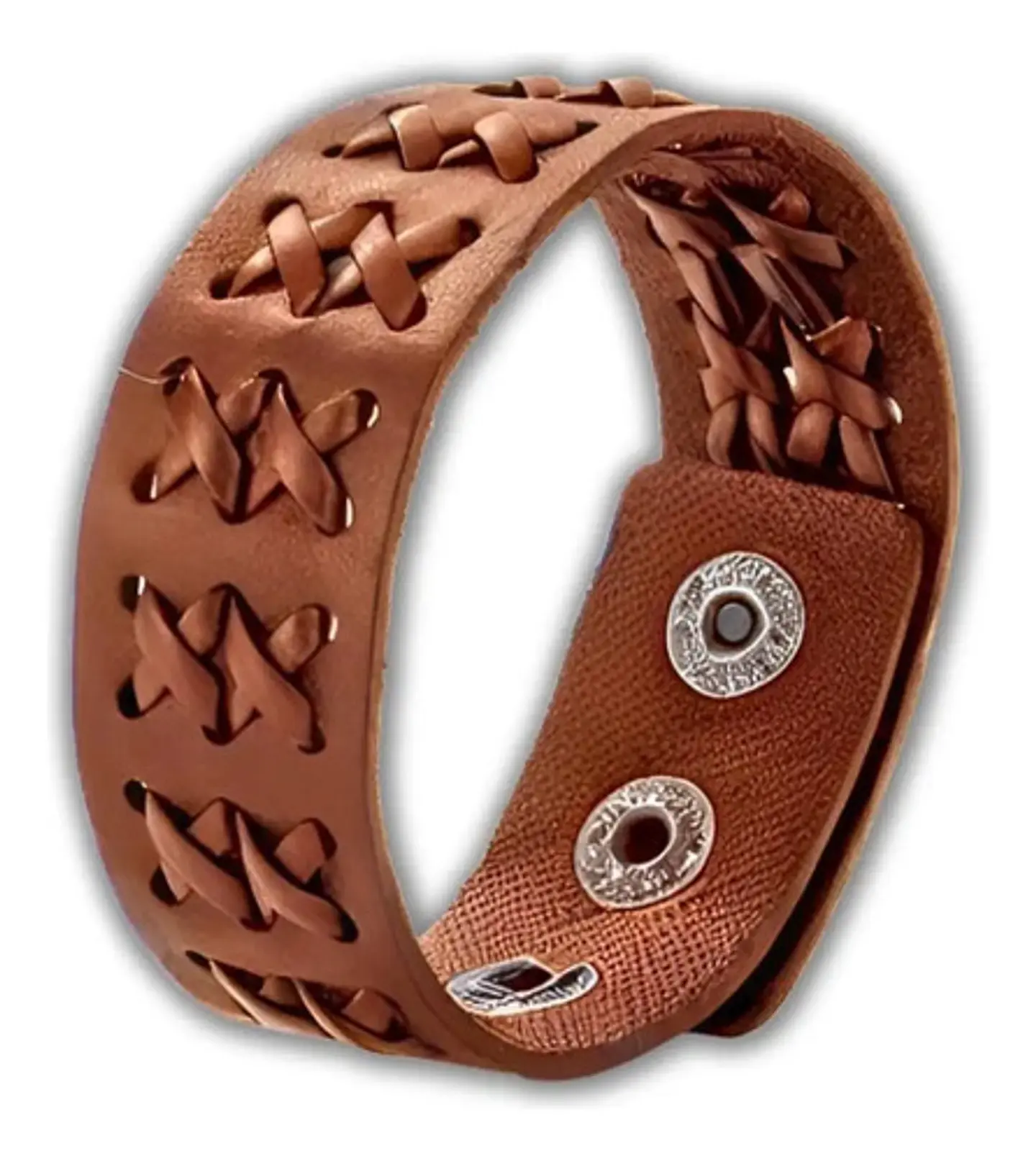 Pulsera Manilla Brazalete Cuero Ajustable Color Cafe Hombre 8