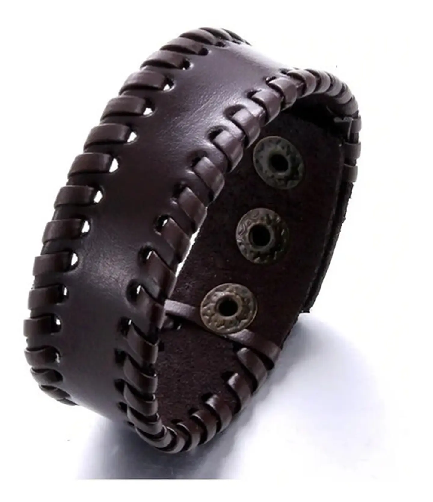 Pulsera Manilla Brazalete Cuero Ajustable Color Cafe Hombre 29