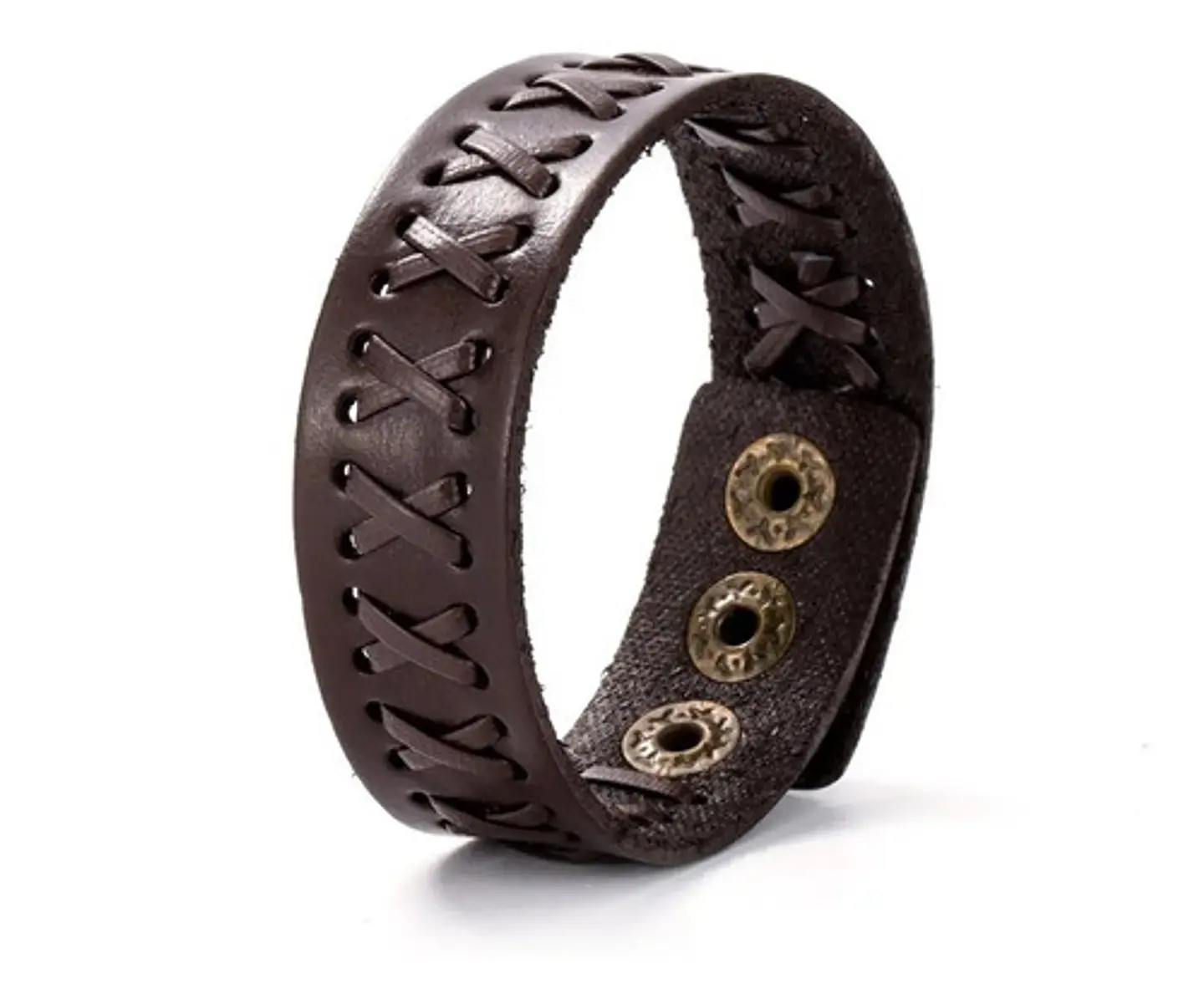 Pulsera Manilla Brazalete Cuero Ajustable Color Cafe Hombre 32