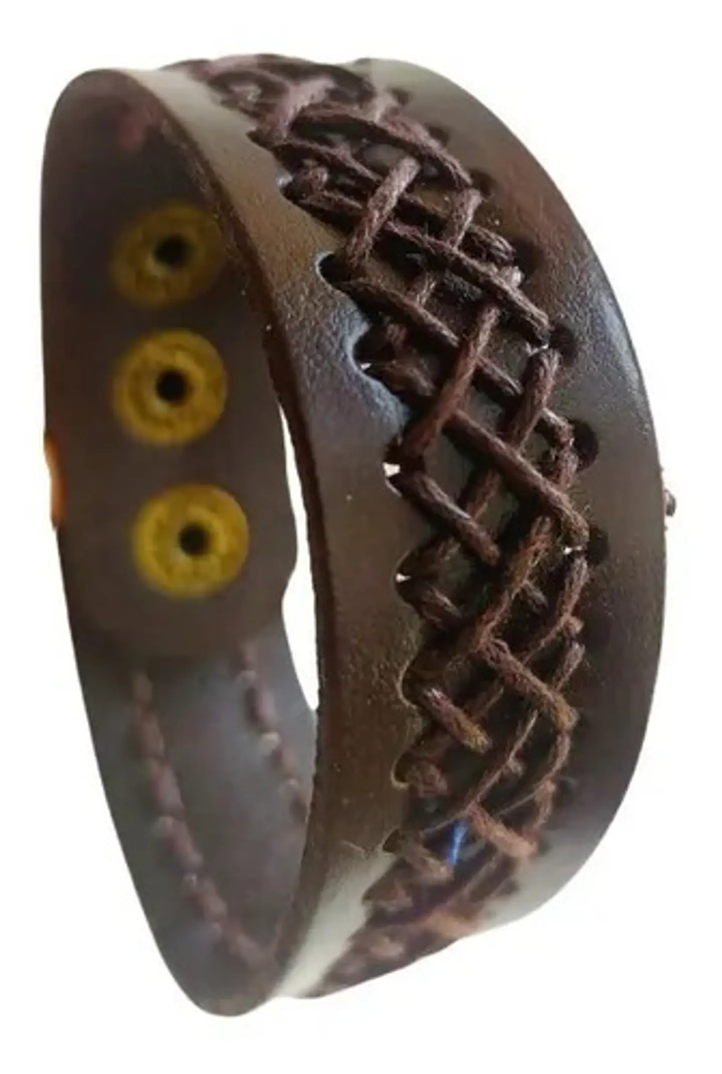 Pulsera Manilla Brazalete Cuero Ajustable Color Cafe Hombre 33