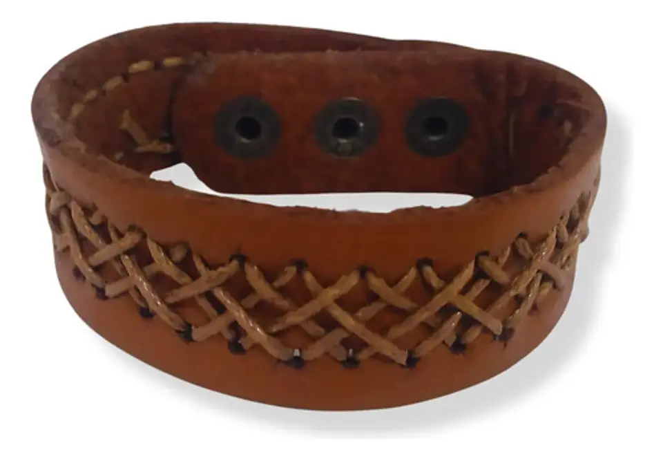 Pulsera Manilla Brazalete Cuero Ajustable Color Cafe Hombre 37