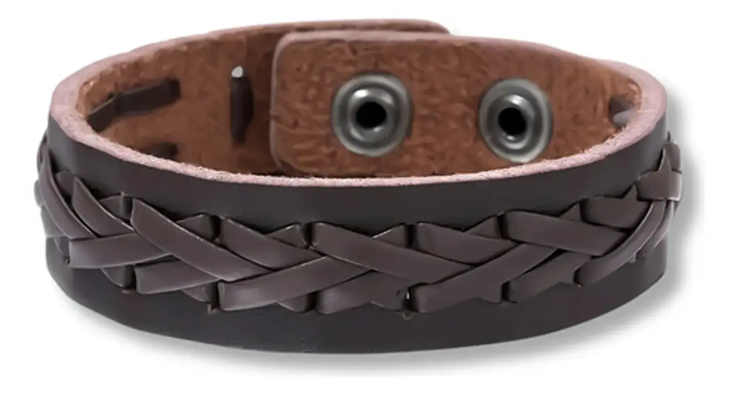 Pulsera Manilla Brazalete Cuero Ajustable Color Cafe Hombre 38