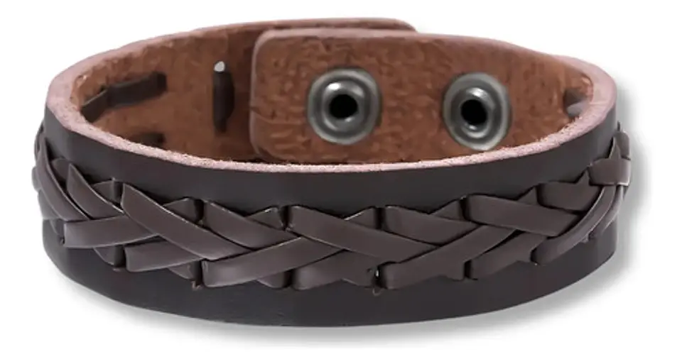 Pulsera Manilla Brazalete Cuero Ajustable Color Cafe Hombre 38