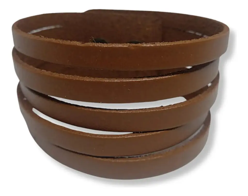 Pulsera Manilla Brazalete Cuero Ajustable Color Cafe Hombre 41