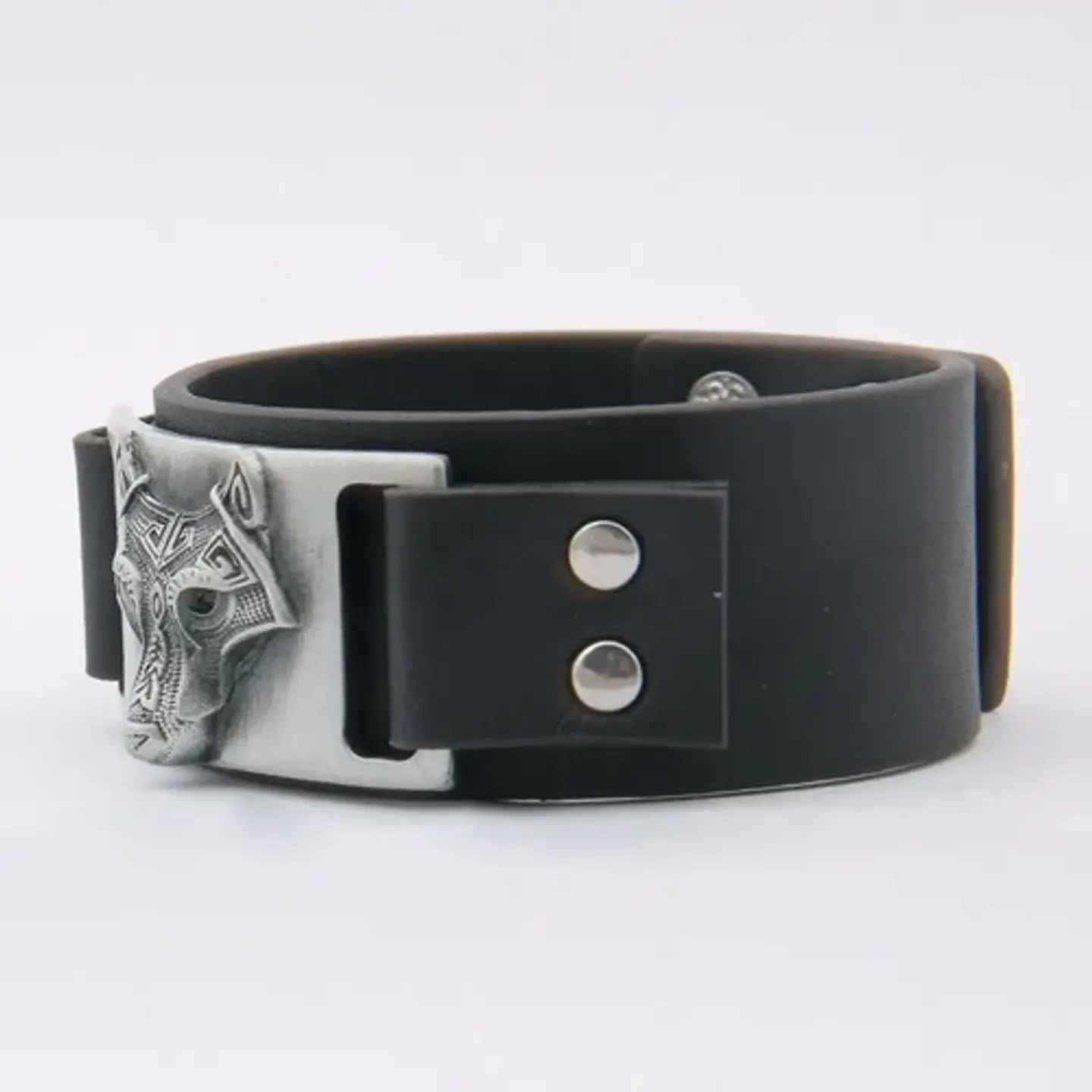 Pulsera Manillas Brazalete Lobo Ajustable Cuero Hombre Mujer 3