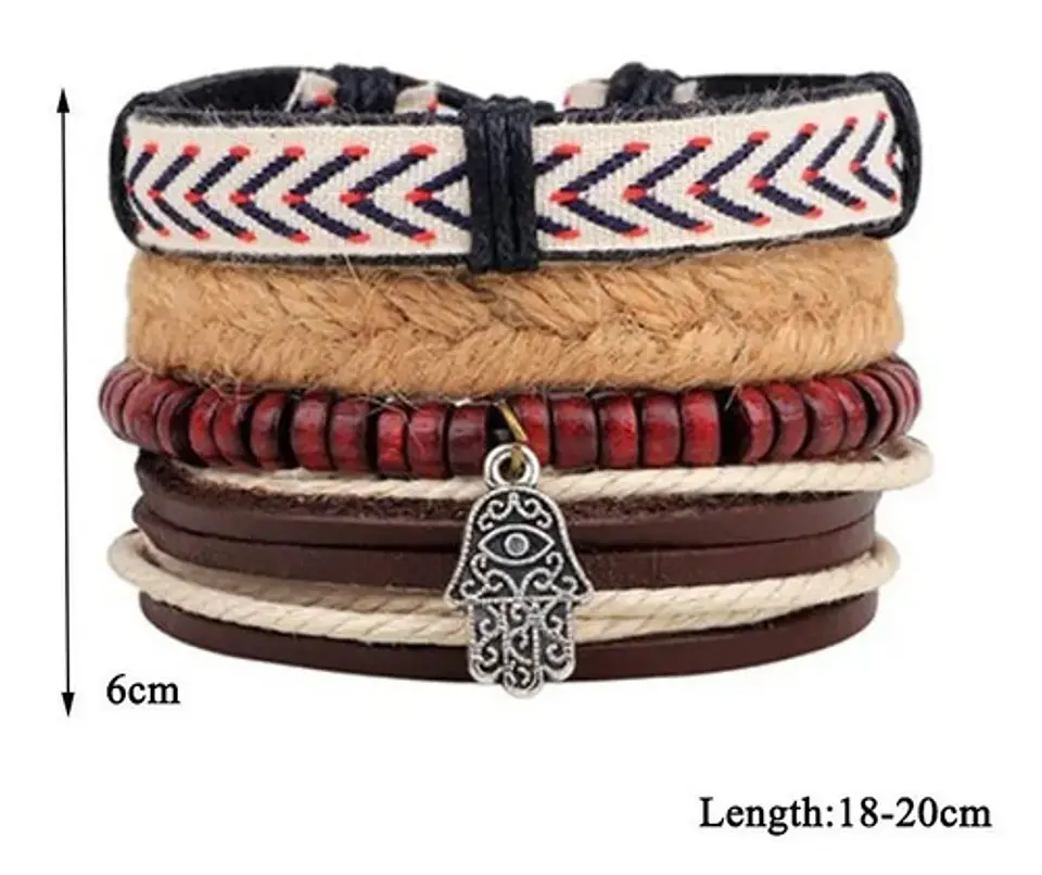 Pulsera Manilla Brazalete Cuero Mano De Fatima Hombre Mujer 4